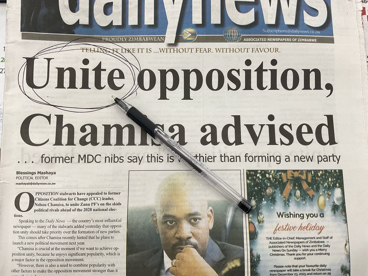 NHASI I AM FURIOUSLY PUNCHING IN MY MUKUASHA’S CORNER: Very interesting that opposition persons who are much older than Nelson Chamisa, and who walked out on him before forcing him to walk out on them in turn, today urge him to unite the opposition. So he can unite the