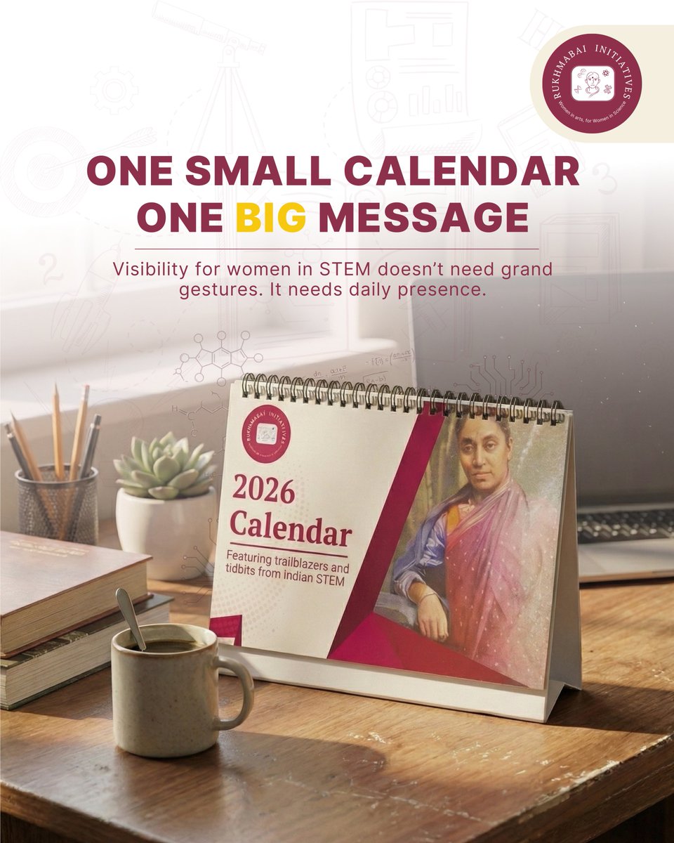 Rukhmabai101's tweet image. A calendar may seem like a small thing.
But when it shows women in STEM—every month, every day—it quietly reshapes what we normalise.

The Rukhmabai Calendar 2026 is a reminder that representation doesn’t always shout.

Order Now!
rukhmabai.com/rukhmabai-cale… 

#WomenInSTEM