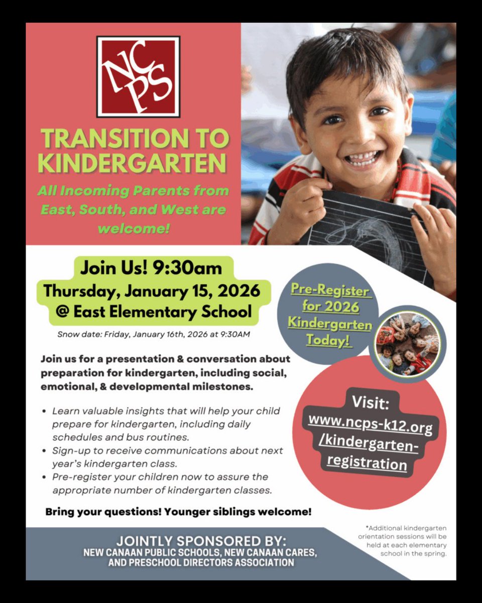 Is your little one ready to take their first big step? It's time to transition to Kindergarten! Pre-register for 2026 Kindergarten today: ncps-k12.org/kindergarten-r… 

#livenewcanaan #newcanaan #newcanaanct #lovewhereyoulive #fairfieldcounty