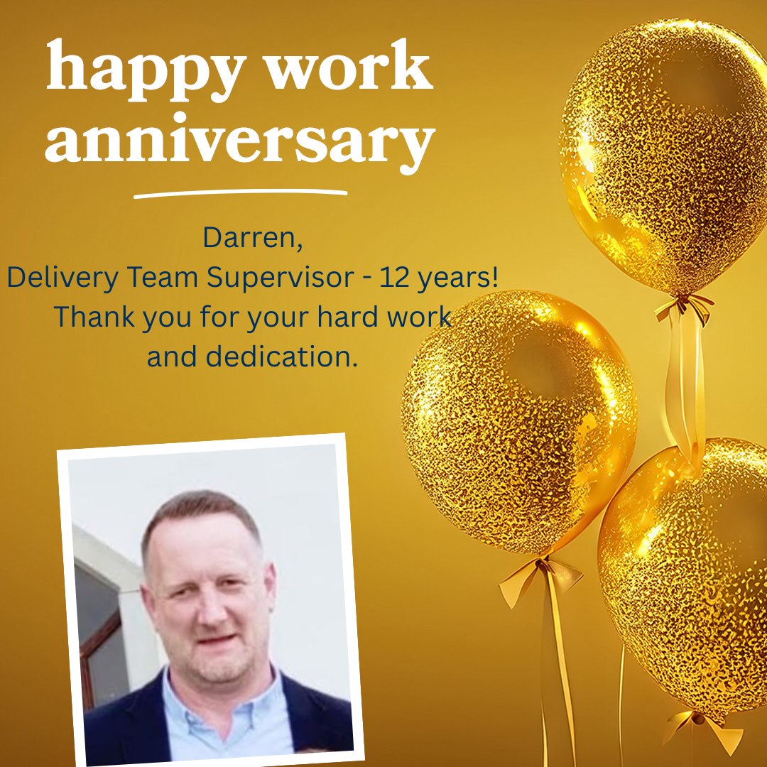 LandofBeds's tweet image. Happy work anniversary to Darren! 12 years of keeping the delivery team moving. Thanks for all the hard work and support you bring - here’s to many more years together!

#workanniversary #teamworkmakesthedreamwork #gratitude #staffappreciation