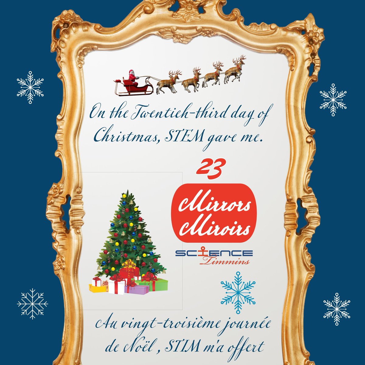 ON THE TWENTY THIRD  DAY CHRISTMAS, STEM GAVE ME TWENTY THREE MIRRORS
We invite you to participate in our contest by answering the question: What did STEM gave me on each day of the 25 Days of STEM? 
Enter your answers online between Dec 26 and Dec 30. Winners will be declared on