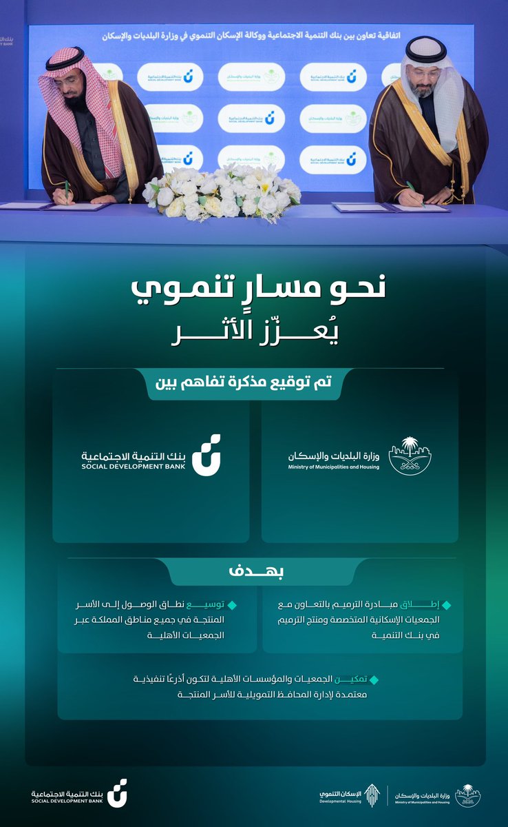 dev_housing's tweet image. نحو مسارٍ تنموي يُعزّز الأثر؛
وقّعت وزارة البلديات والإسكان، ممثلةً بوكالة الإسكان التنموي، مذكرة تفاهم مع بنك التنمية الاجتماعية؛ لدعم حلول الترميم السكني، ورفع كفاءة العمل التنموي الموجّه للفئة المستهدفة، وذلك خلال ملتقى #DeveGO