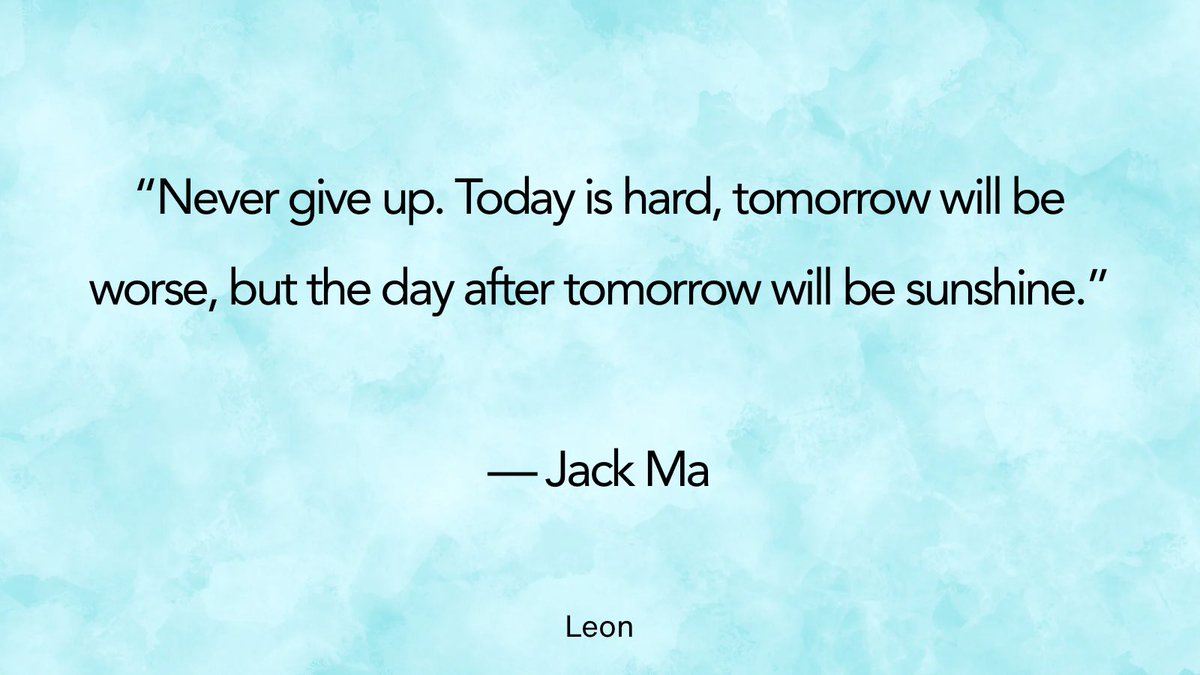 MoeunPonleu's tweet photo. “Never give up. Today is hard, tomorrow will be worse, but the day after tomorrow will be sunshine.” — Jack Ma
#MotivationDaily #BuildYourself #KeepGoing #GrowthMindset #StayFocused #ProgressEveryday https://t.co/5tHDNxEjVB