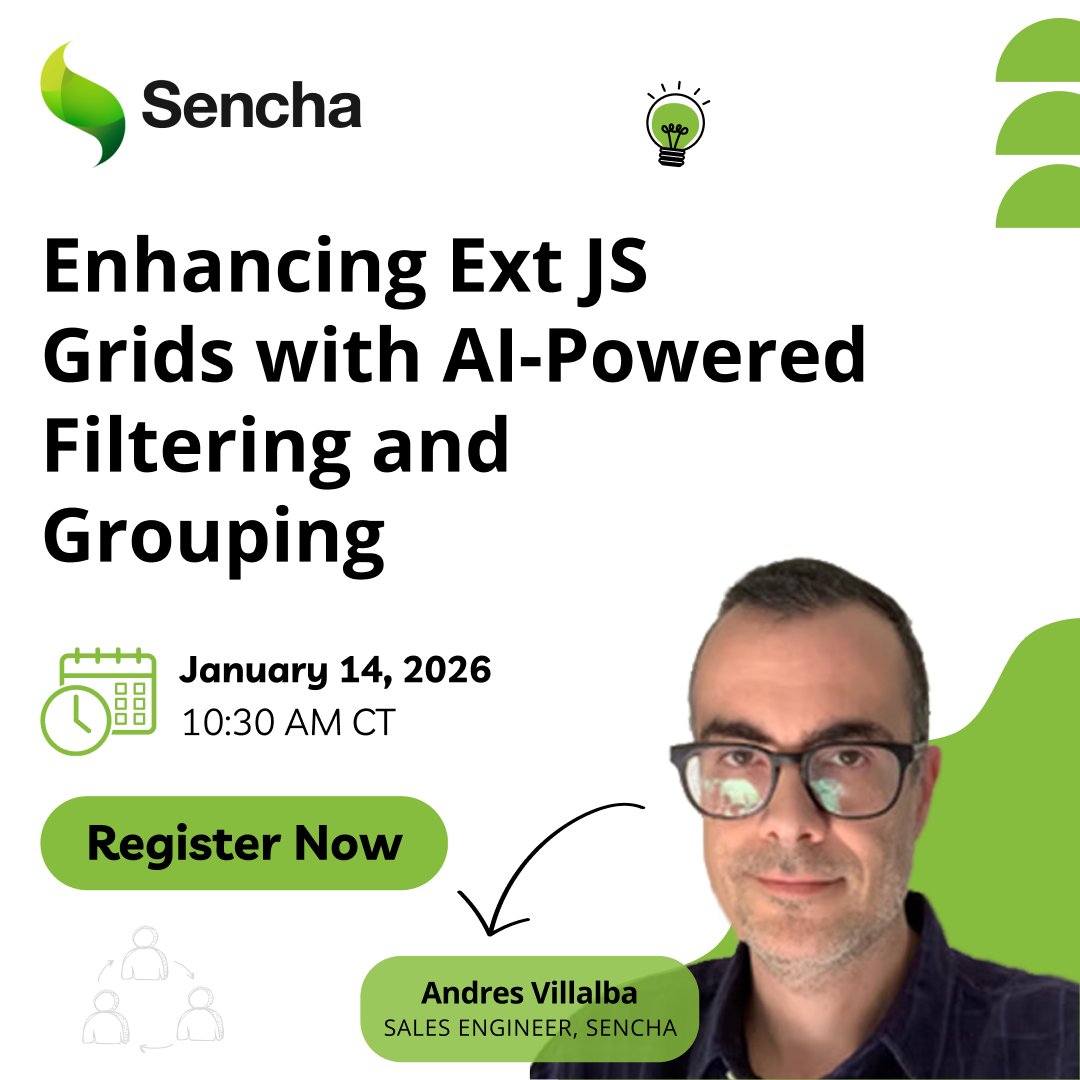 Sencha's tweet image. Your grid works, your data is correct — users are still lost.

This webinar shows how AI helps Ext JS grids understand natural language and return instant insights.
Register 👉   tinyurl.com/569a9rdv 

#ExtJS #AI #FrontendDev #Webinar