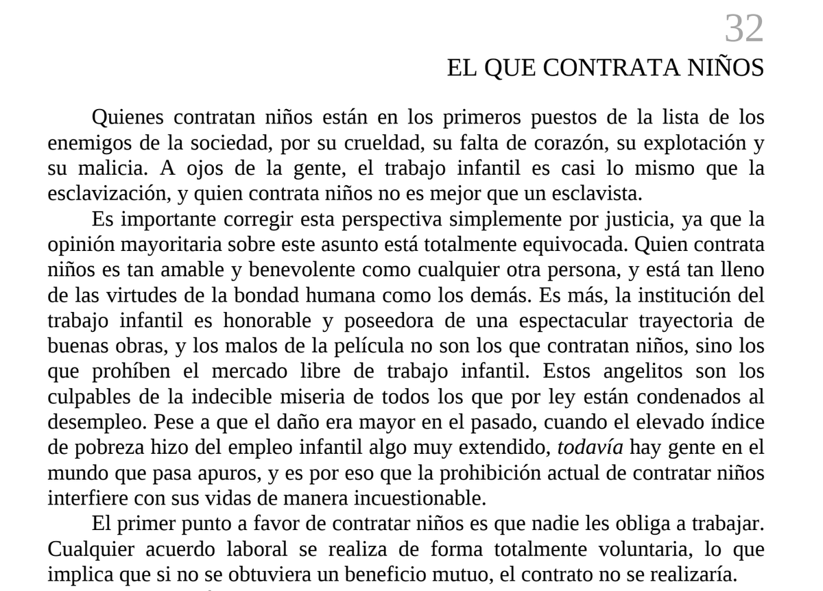 Estoy hojeando el libro que regaló Milei. Es impresionante. Pero además... es bastante tonto. Hace todo el tiempo "deducciones" que sólo a un estúpido le pueden parecer inteligentes. Es la idea de un idiota (y malo) de lo que es la inteligencia.
