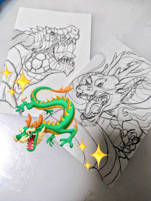 昨日描いた下描き2枚も その内色塗りしようかな('^p^`) #WIP
