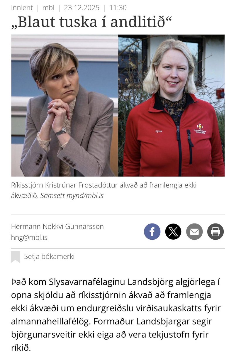 Ekki einu sinni björgunarsveitirnar sleppa við skattaglöðu stjórnina. „Það er mjög sárt að þurfa að senda félaga okkar út að selja enn fleiri neyðarkalla sem fara þá bara í að borga virðisauka til ríkisins vegna þeirra framkvæmda sem þarf að fara í á árinu.“