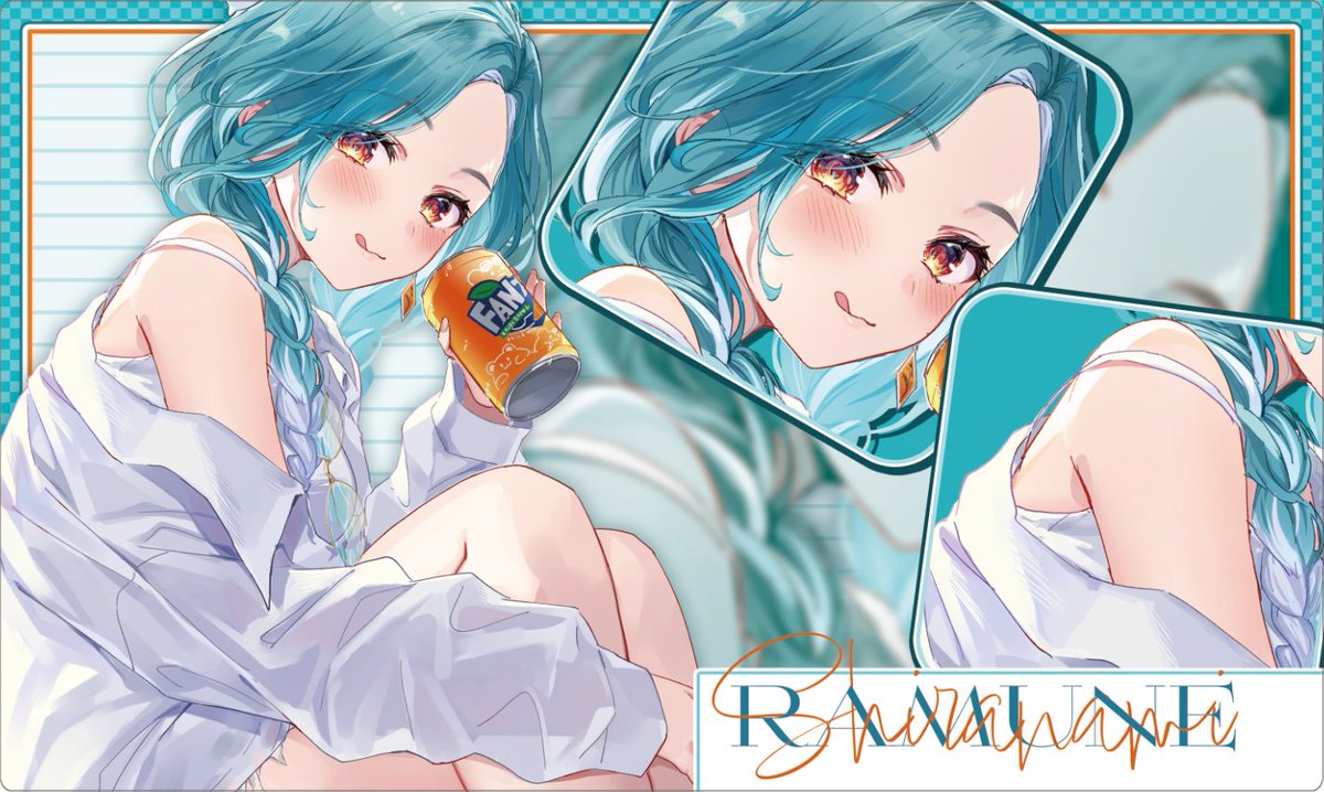 『C107/冬コミ/オンライン頒布/新作第8弾』   
 「白波 らむね」のスリーブとプレイマットです。     
イラストは、ピヨりな様(@nari_piyo)になります。 