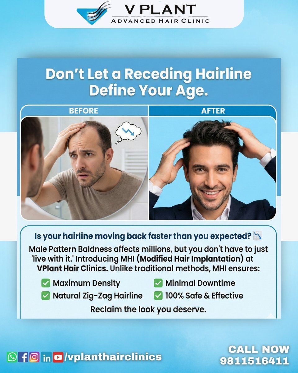 VplantClinics's tweet photo. A better hairline isn’t just about looks
it’s about confidence, youth, and feeling like yourself again.Let VPlant help you take that step forward.

#HairTransplant#HairRestoration#RecedingHairline
#HairLossSolution#MHI#ModifiedHairImplantation
#VPlantHairClinic#AdvancedHairClinic https://t.co/oHI3opeKEO