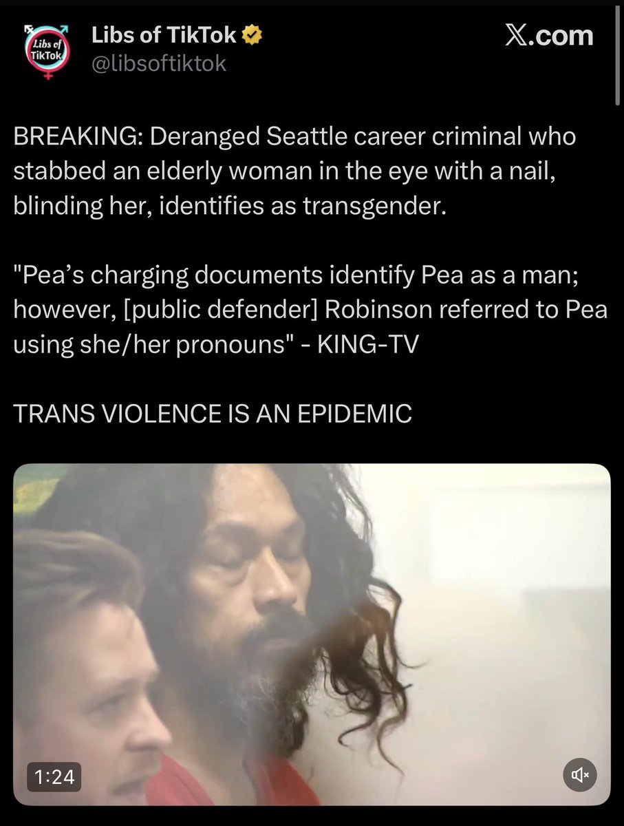 sappholives83's tweet image. The violent man who slashed an elderly woman across the face with a nail and destroyed her eye after years of being allowed to punch random women in the face without consequence identifies as a woman, according to his defense attorney.