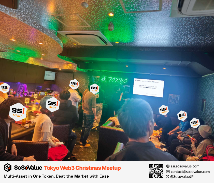 SosovalueJP's tweet image. SoSoValue Tokyo Web3 Christmas Meetup｜Recap

12月20日の夜、SoSoValue Tokyo Web3 Christmas Meetup🎄を開催しました。
ご参加いただいた皆さん、本当にありがとうございました！

当日は、SoSoValue の 3つの柱となるプロダクト をご紹介しました👇
・SoSoValue Terminal
・SSI（インデックス）…