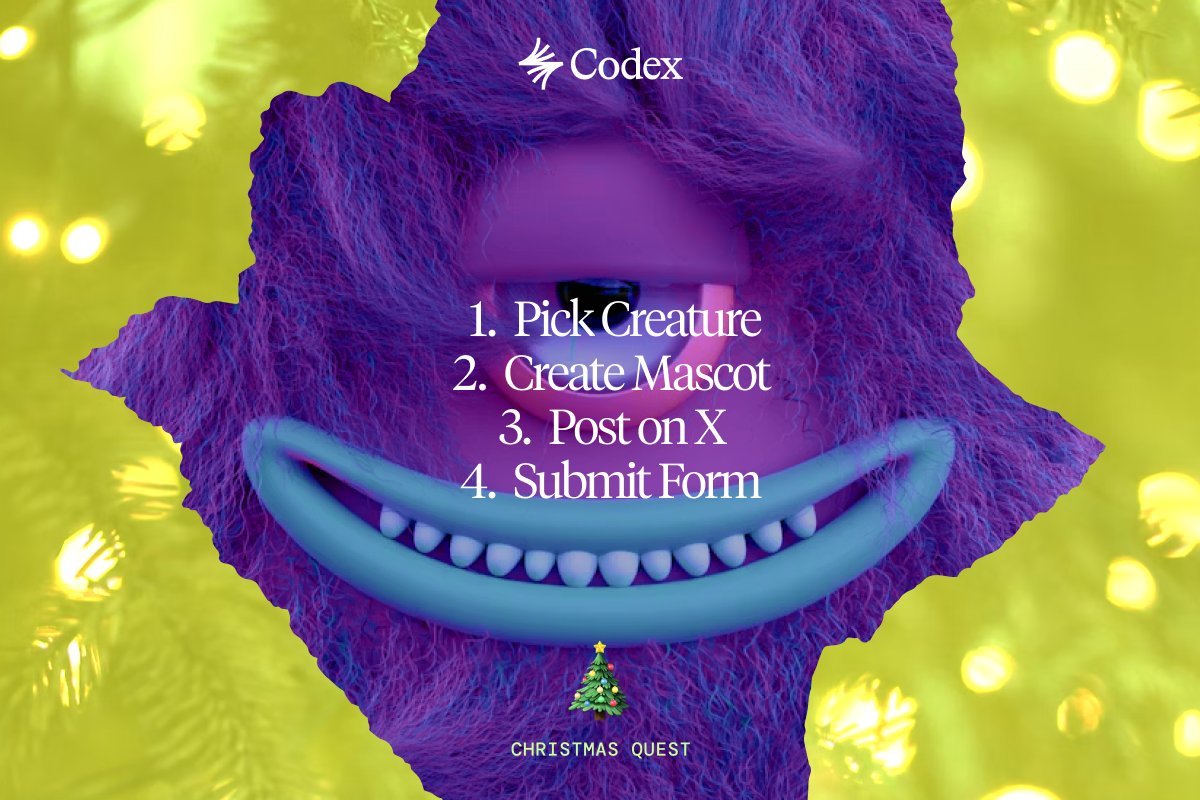 codex_pbc's tweet image. 1️⃣ Pick Creature
Choose the type of creature your mascot will be. It can be heroic, mythic, mechanical, abstract, normal animal, etc. Anything that feels like Codex.

2️⃣ Create Mascot
Design your mascot as a static image or animation. Focus on strong visual identity and clear…
