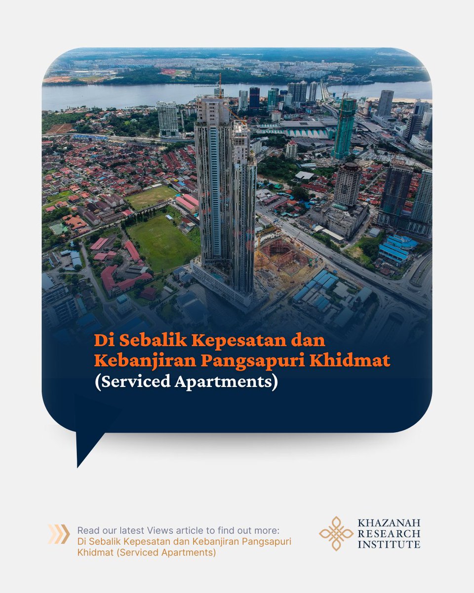 KRInstitute's tweet photo. Pangsapuri khidmat sedang membanjiri bandar, tetapi adakah ia benar-benar diperlukan?

Pada asalnya dibangunkan sebagai alternatif kepada hotel, pangsapuri khidmat kini semakin dipasarkan sebagai kediaman tetap. Namun, di sebalik imej moden dan gaya hidup urban, data menunjukkan lambakan unit terutamanya di Kuala Lumpur, Selangor dan bandar utama, dengan jumlah tidak terjual yang tinggi. Ini menimbulkan persoalan sama ada pembangunan pesat ini selari dengan keperluan perumahan sebenar penduduk bandar, atau lebih mencerminkan keutamaan pasaran dan pelaburan.

Penyelidik kami, Muhammad Nazhan Kamaruzuki, mengupas trend pembinaan pangsapuri khidmat berdasarkan data National Property Information Centre (NAPIC), bagi meneliti isu ketidakpadanan penawaran dan permintaan, kos penyelenggaraan yang tinggi, dan implikasi terhadap perancangan bandar serta akses kepada perumahan yang lebih sesuai dan mampu milik

Baca artikel penuh melalui pautan di sini: ⁠https://t.co/J2BhN8yRI3

#KhazanahResearchInstitute #KRI #AdvancingMalaysia #perumahan #pangsapurikhidmat #pasaranhartanah