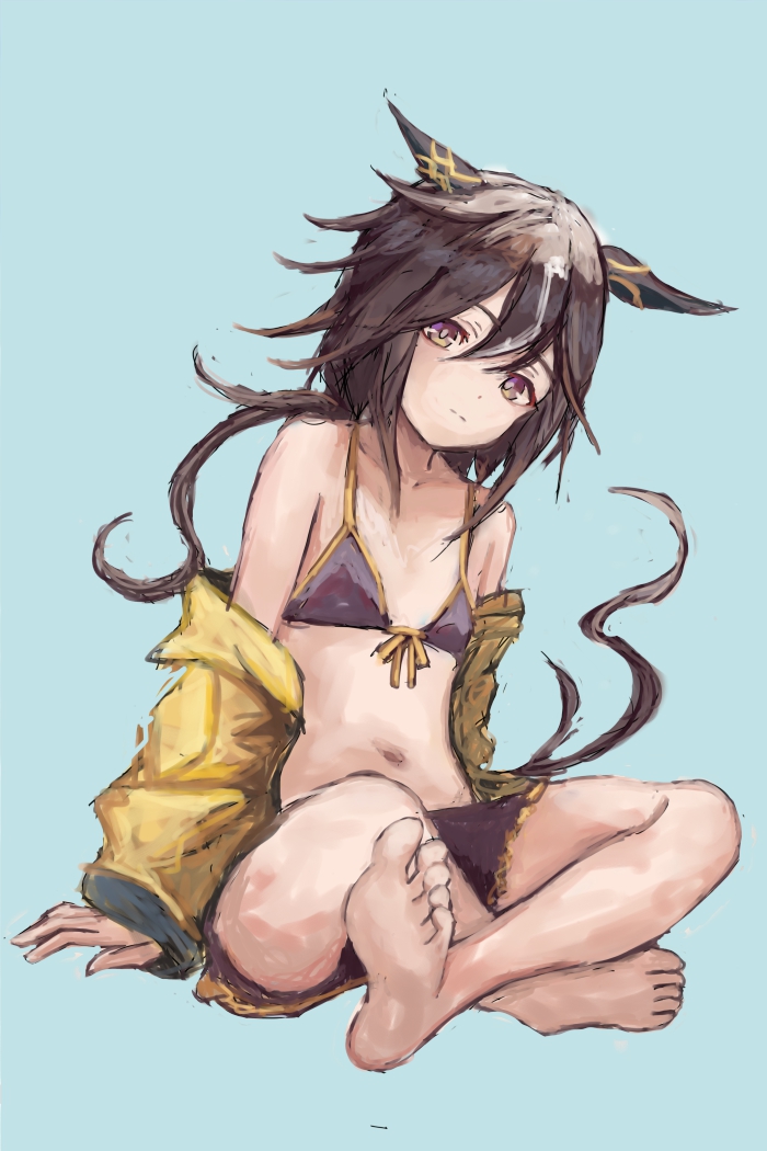 マンハッタンカフェ(ウマ娘) 「#くそ寒いので水着を貼る」|柳のイラスト