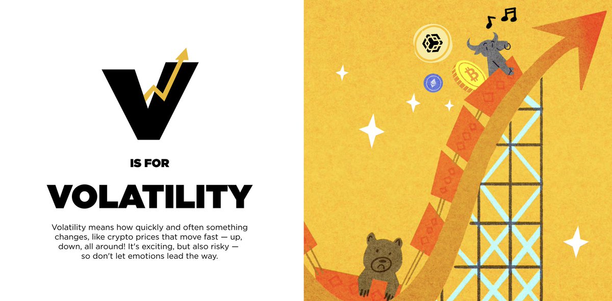 salabalamia's tweet image. V is for Volatility🛝↕️In crypto,prices move fast up,down,sometimes all at once!It’s exciting,but it tests patience,discipline. That’s why learning matters:when you understand volatility,you don’t fear it,you manage it. Volatility rewards those who stay calm #BinanceABCs @binance