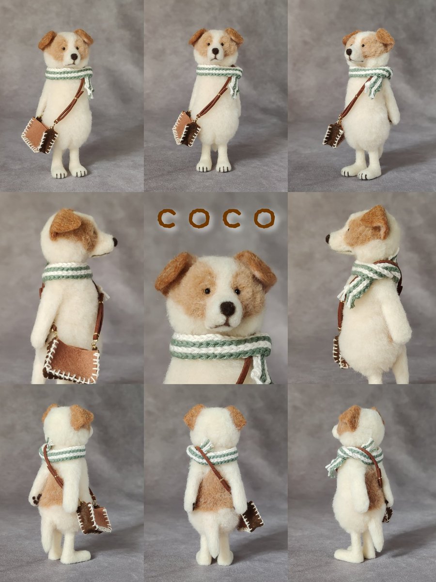 ショルダーバックを下げたハチワレわんこさん