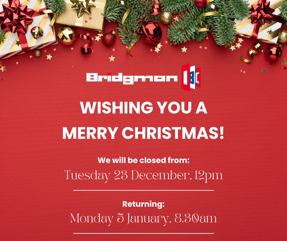 A reminder that we are now closed for the Christmas holidays and will reopen on Monday 5th January.

We’d like to wish all of our staff, suppliers, clients and friends a very Merry Christmas 🎄