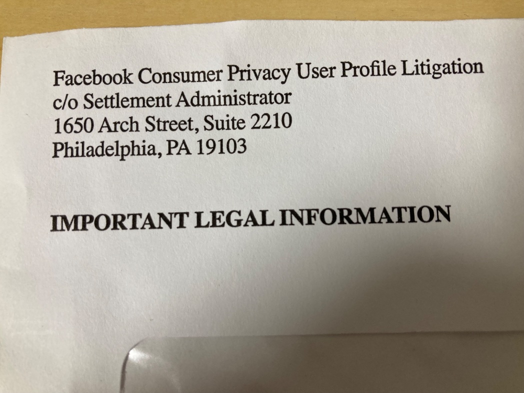 FBから手紙が届きました。
なんだかコワイわ(笑)