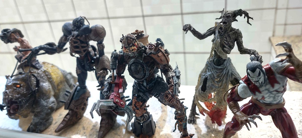 marethian's tweet image. I sadly couldn't find every piece of both collections in time, so these are just a few of them! Two collections that represent my childhood - the first being figures from 'McFarlane Toys' 🪆 They had some of the coolest realistic (but mostly horror-themed) ones around, and it was…