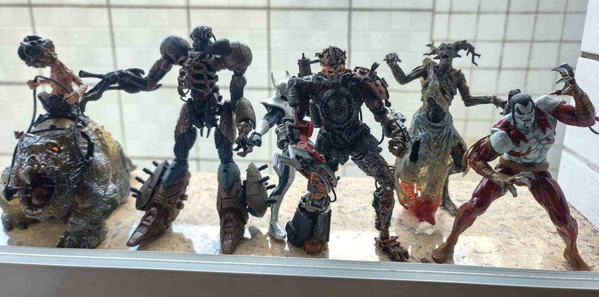 marethian's tweet image. I sadly couldn't find every piece of both collections in time, so these are just a few of them! Two collections that represent my childhood - the first being figures from 'McFarlane Toys' 🪆 They had some of the coolest realistic (but mostly horror-themed) ones around, and it was…