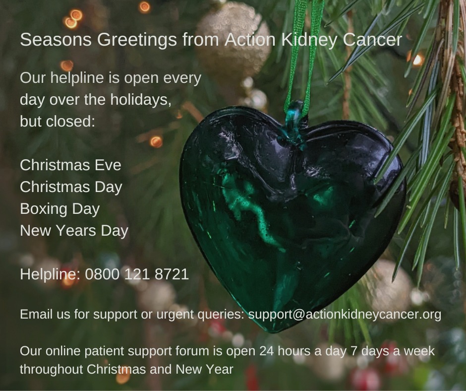 ACTION4KC's tweet image. Warm wishes for the festive season to all of the patients and families whose lives we have touched and those we have yet to meet, our fundraisers, supporters and everyone we have worked with throughout the year.

If you need help/support:
actionkidneycancer.org

#kidneycancer
