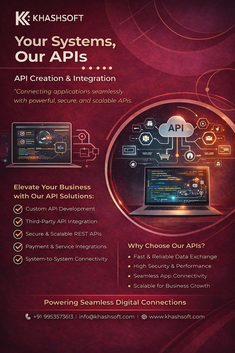 KHASHSOFT's tweet image. API Development &amp;amp; Integration Services 

Custom REST &amp;amp; GraphQL API Development
Third-party API Integration (Payment)
Mobile &amp;amp; Web App API Integration
Secure Authentication

📧 Email: info@khashsoft.com
📞 Phone: +91-9953573613
#api #Apiintegration,#apidevelopment @KHASHSOFT