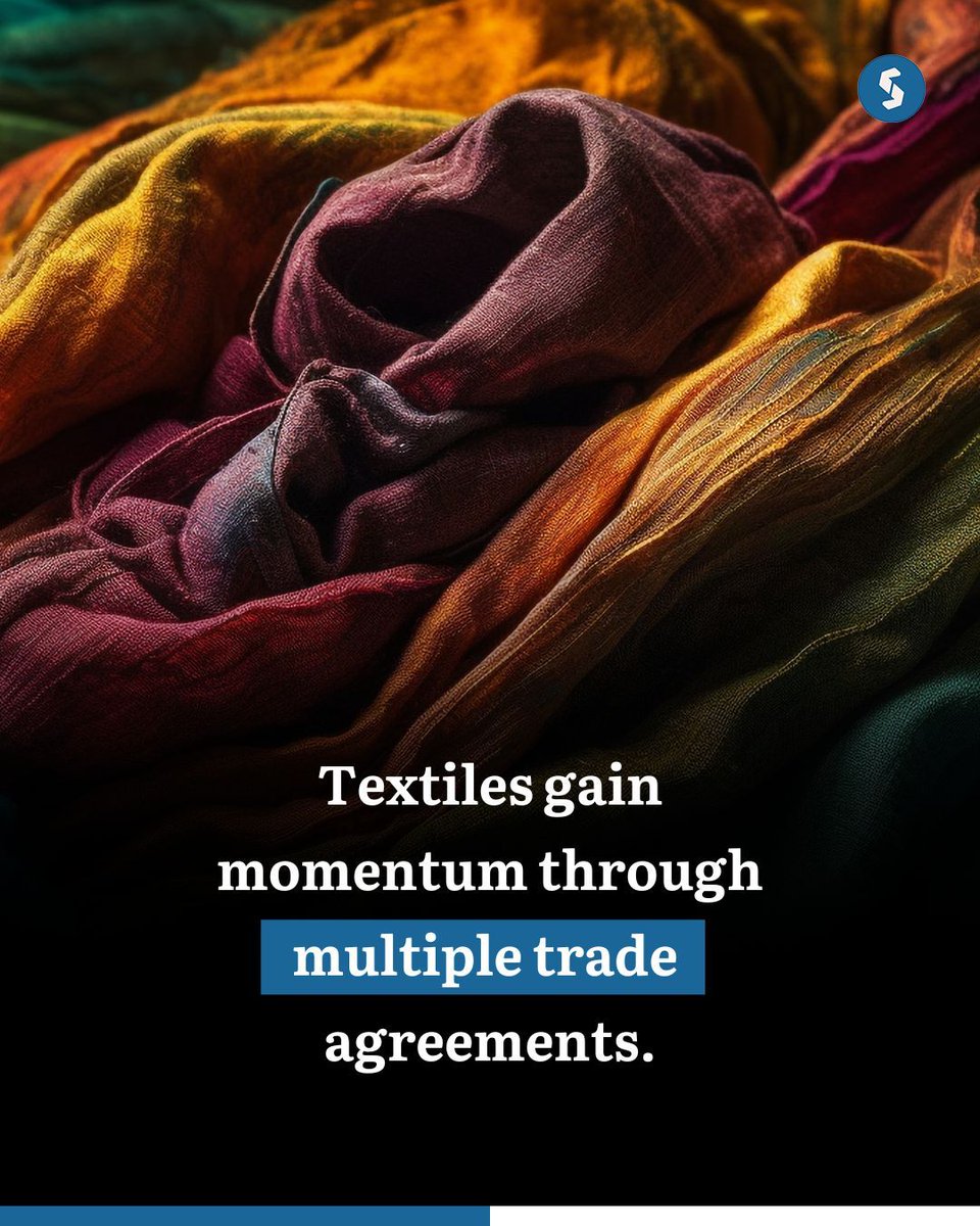 Secretariat_in's tweet photo. Despite global headwinds, India’s textile exporters are holding their grounds.  
Rising tariffs and uncertainty have pushed exporters to diversify beyond the US, with Europe, Japan, Argentina, and Africa emerging as key alternative markets. Multiple trade agreements are helping the sector gain momentum, but quality compliance remains a critical challenge India must address to stay globally competitive.

#IndiaTextiles #ExportGrowth #TradeDiversification #GlobalTrade #MadeInIndia #TextileExports #SupplyChainShift #TradeAgreements #ExportStrategy #EconomicResilience
