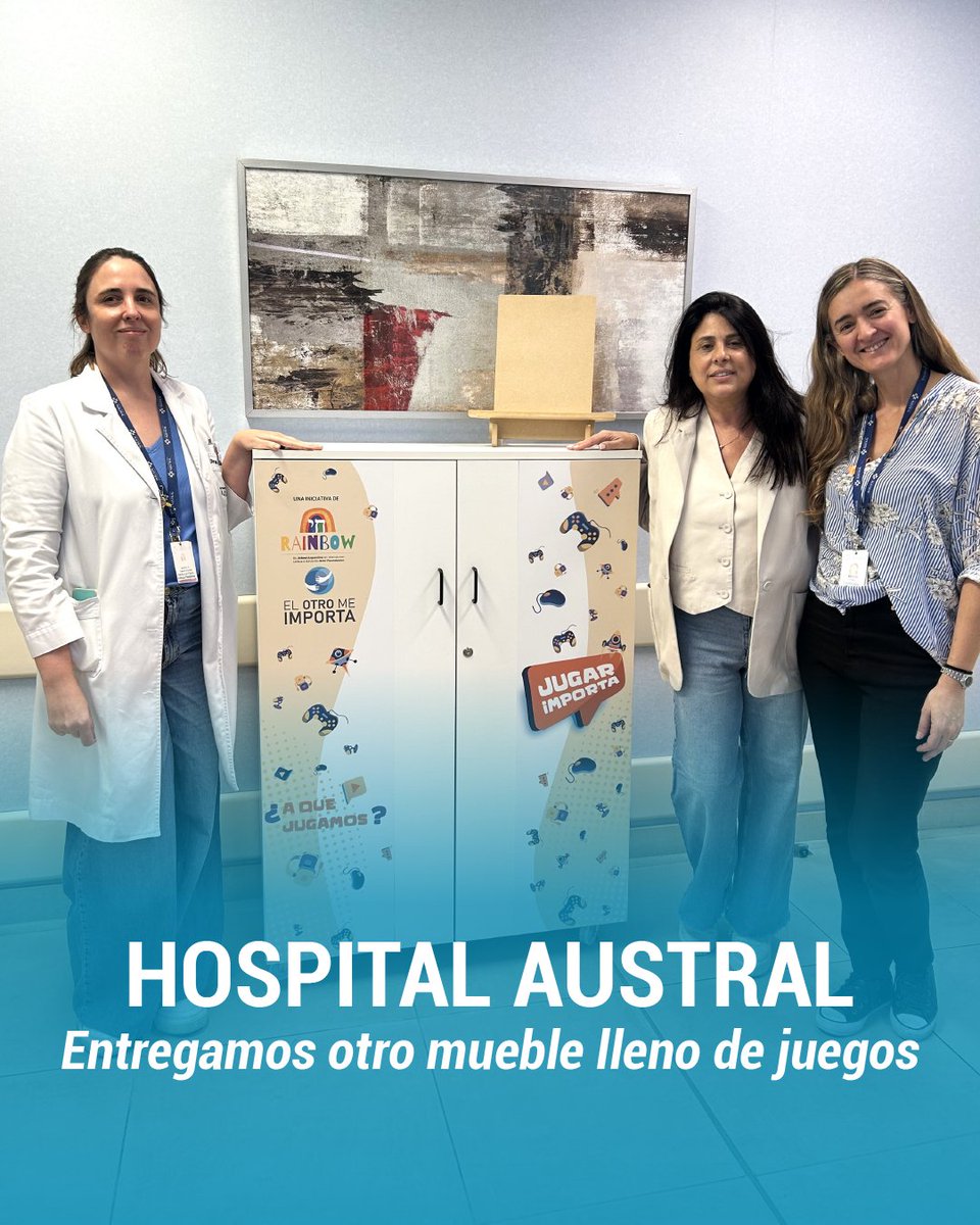 elotromeimporta's tweet photo. #JugarImporta | Entregamos un mueble con juegos, tecnología y recursos en la Sala de Juegos Terapéutica del Hospital Universitario Austral para acompañar a los niños durante sus tratamientos💛

Gracias a #Rainbow de #azarfoundation y #lafundaciondejabad

👉🏻https://t.co/KqTCs1clEe https://t.co/iTW93UaxU9