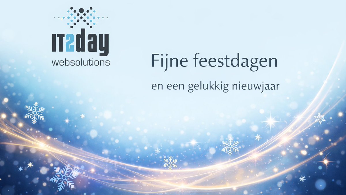 IT2dayNL's tweet photo. Fijne feestdagen en een gelukkig nieuwjaar!
Dank voor het vertrouwen in IT2day Websolutions. Ook in het nieuwe jaar helpen wij bedrijven met webdesign, SEO en online marketing.

https://t.co/Da8ouO6JUv

#IT2day #Webdesign #OnlineMarketing #SEO #Websites #DigitaleZichtbaarheid https://t.co/Tm9sWjeMDt