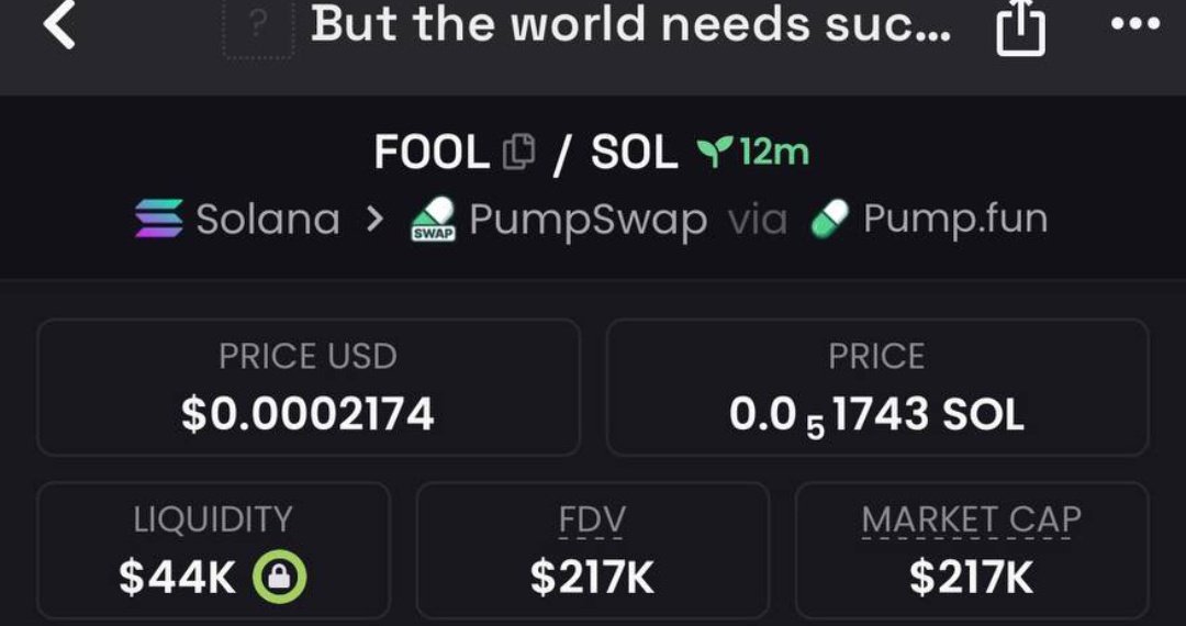 Raghavak0nSol's tweet image. $FOOL

MCAP: $217K

CA:
73y9XcvTKo1CriFAAX4JWmUn6Y9yP2cS2pc1iA8pump

#SOL
#FOOL