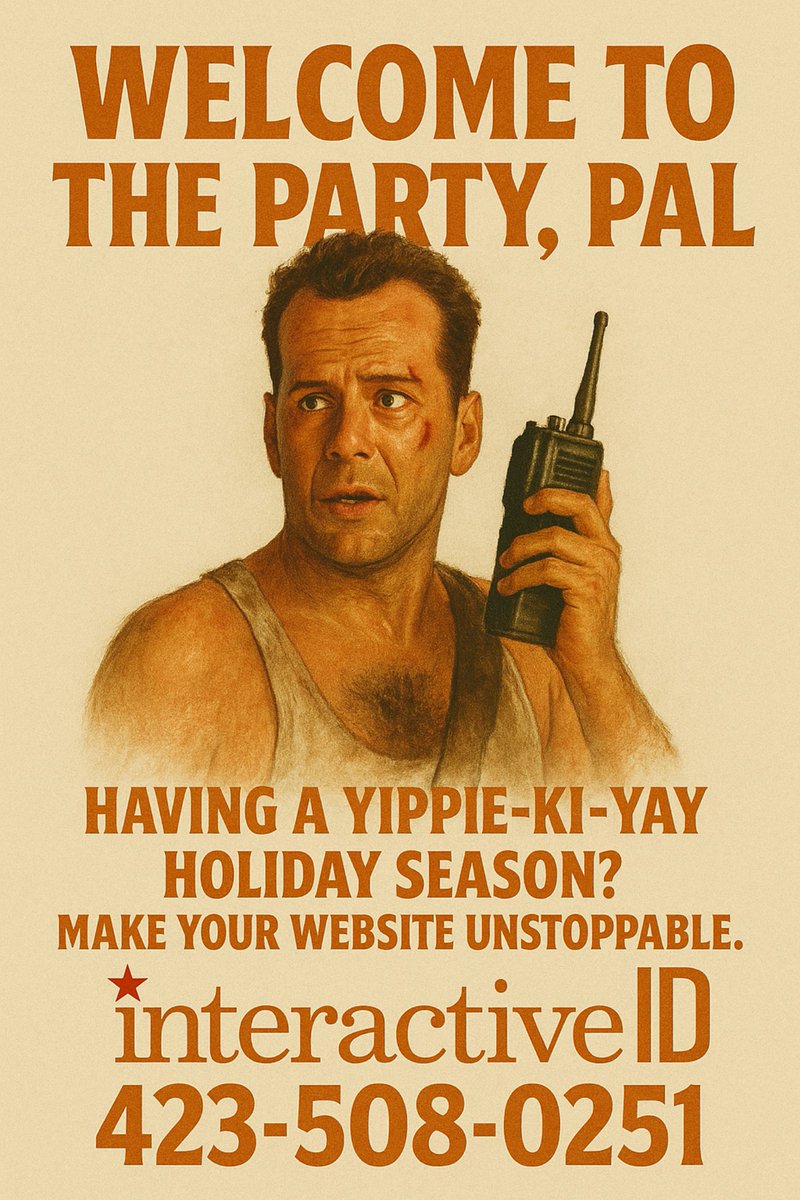 interactiveid's tweet photo. Holiday season feeling a little "Die Hard"-ish? Welcome to the party, pal. We turn chaotic Q4 energy into sharp websites, clear messaging, &amp; campaigns that actually hit their target.

📞 (423) 508-0251 https://t.co/23n6L5jo6f