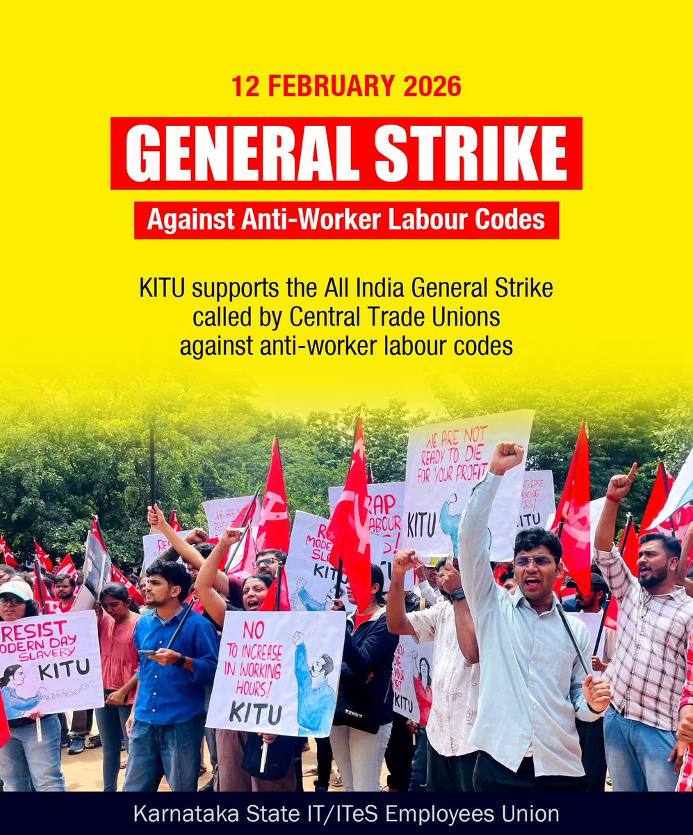 kitu_hq's tweet image. Karnataka State IT/ITeS Employees Union #KITU extends its support to the All India General Strike called by the Central Trade Unions against the anti-worker labour codes.
#GeneralStrike
