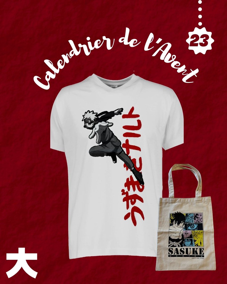 EditionsKana's tweet image. 🎄 Jour 23 du calendrier de l’Avent Kana 🎁

Aujourd’hui, à gagner : 1 t-shirt* + Un tote Bag Naruto !!

Pour participer :
➡️Suivez notre page
➡️RT ce post

Bonne chance à tous, et à demain pour un nouveau lot 💛 *Uniquement disponible en taille enfant.