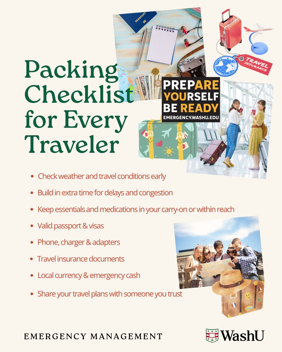 Traveling for the holidays?

Expect busy airports, packed flights, and possible weather delays. Planning, patience, &amp; keeping essentials accessible can help reduce stress and keep your trip on track.

Wishing you safe travels this holiday season.
Together, we are WashUReady.
