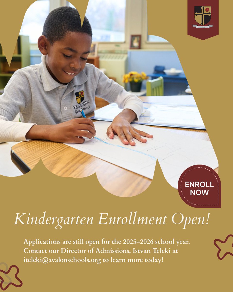 AvalonSCH's tweet photo. Kindergarten enrollment for the 2025–2026 school year is still open. Visit https://t.co/xXHflsCCAr to learn more.

#AvalonSchool #DucinAltum #allboysschool #CatholicSchools #MocoSchools #DC #DCCatholicSchools https://t.co/82WhOqyUJB