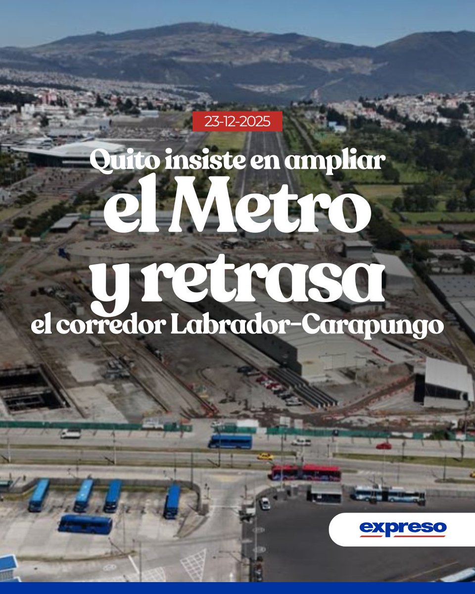 Expresoec's tweet photo. Dos años después de la inauguración del metro de Quito, la Alcaldía de Pabel Muñoz insiste en ampliarlo, a pesar de la deuda hasta 2040, mientras se sigue postergando el corredor Labrador-Carapungo.

Los detalles 👉 https://t.co/Dc0LVNCZWa https://t.co/tSdzKuRkLb