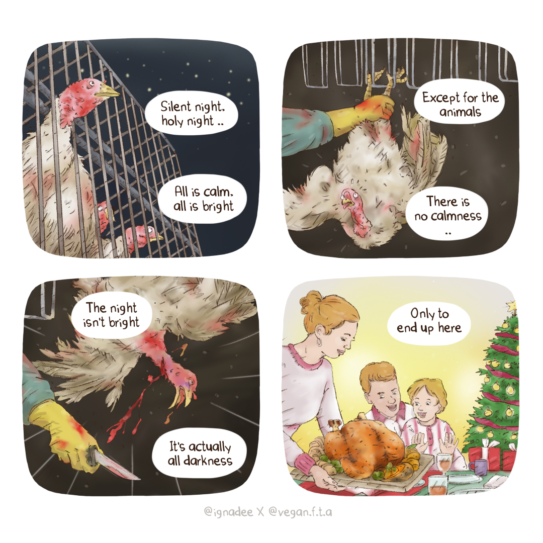 A truly peaceful season should include everyone. 🦃💔

We can do better - choose compassion on holidays and every day. 🙏

🎨: ignadee (IG)

#illustrator #illustration #christmas #turkey #xmasdinner