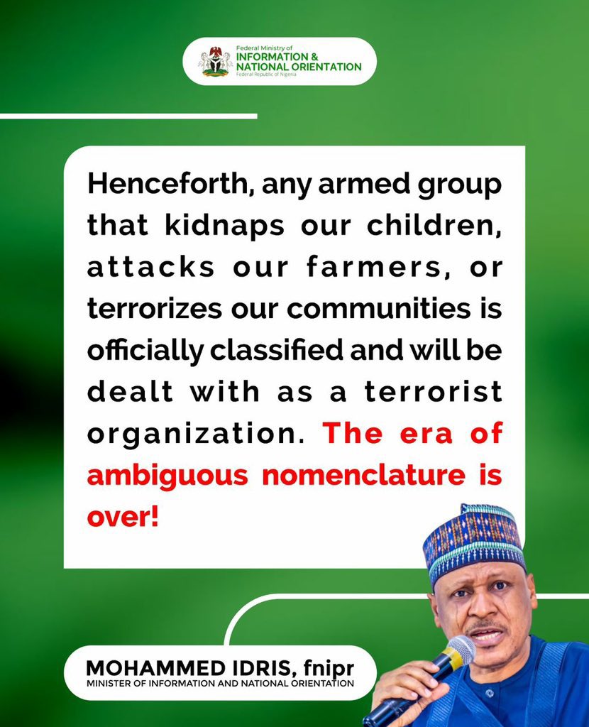 PBATWarRoom's tweet image. "The era of ambiguous nomenclature is over!" 🔥🔥

~ @HMMohammedIdris, Honourable Minister of Information and National Orientation.