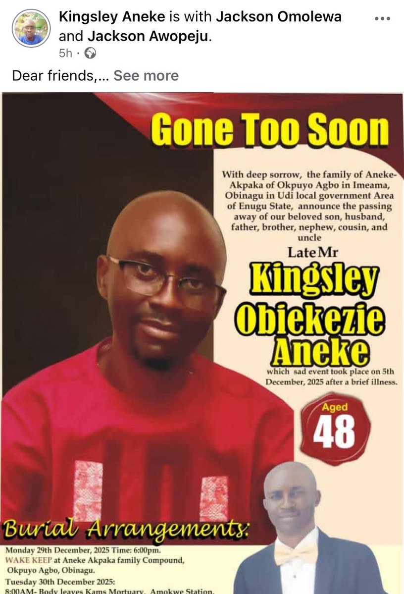 Chude_ND1's tweet image. This man on Facebook wrote a tribute to himself before dying from a long heart disease, in a hospital in Lagos. The Hospital demanded a deposit of 2 million Naira before they attend to him. 

His last words were(the tribute):👇🏼

“Dear friends,

If you're reading this, it means…