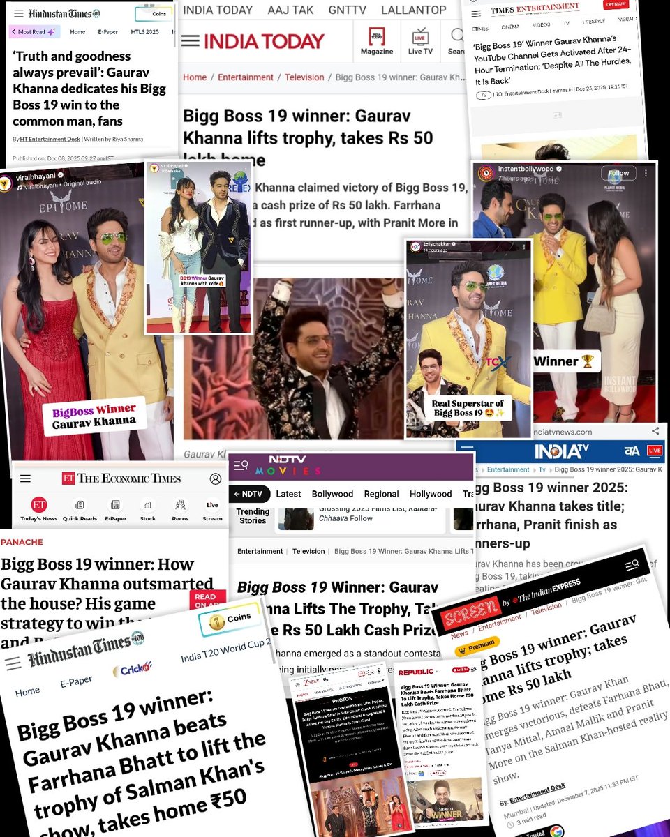 KhanNazk6540's tweet photo. We realized Few #BaseerAli #FarrhanaBhatt fans have Zero Idea about reputated National media house as they r only Insta Jivi

They survive on insta &amp; insta is their world

Glimpse of National/International media reporting on #Gauravkhanna wining #Biggboss19

Nam suna hoga ! https://t.co/BlBK7Km45m