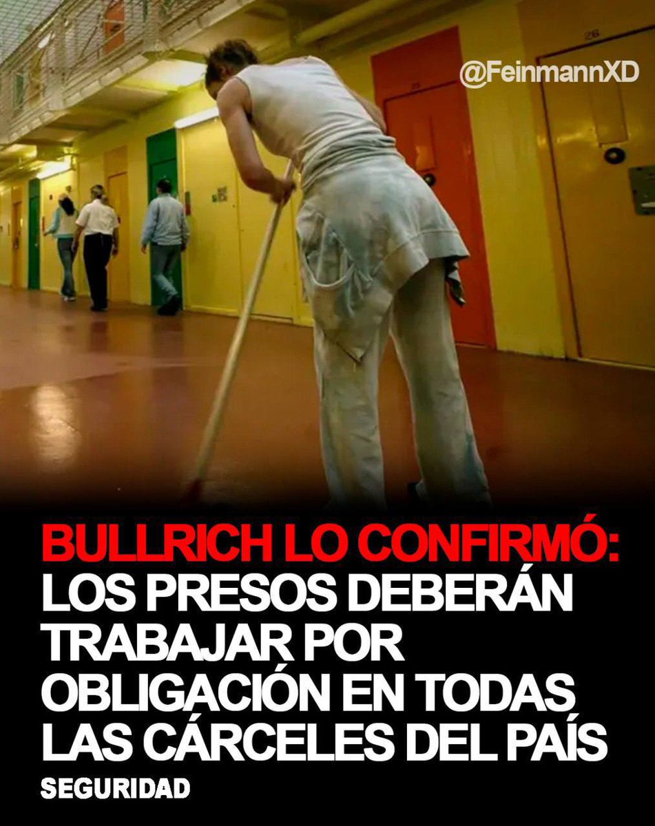 peladodelatv's tweet photo. 👏🏻 BULLRICH LO CONFIRMÓ 

🔴A partir de ahora los PRESOS deberán TRABAJAR en todas las CÁRCELES del PAÍS 

🤔 ¿Estas de acuerdo con esto?

1 - Si, TOTALMENTE ✅
2 - No, es una LOCURA ❌ https://t.co/Fkai0UgMRu