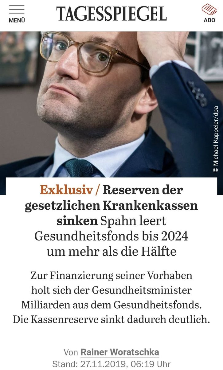 Bitte nehmen Sie dieses Bild und speichern Sie es.

Und wann immer jemand nächstes Jahr über das geringere Netto und die höheren Krankenkassenbeiträge jammert, zeigen Sie den Menschen, dass es #JensSpahn #CDU war, der die Krankenkassenbeiträge hat in die Höhe schnellen lassen.