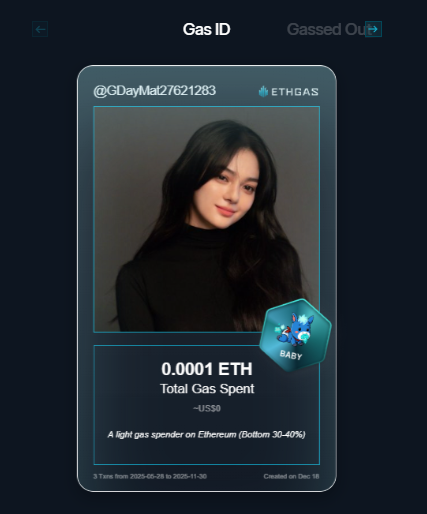GDayMat27621283's tweet photo. Discovered my Gas ID via ETHGas - turning my gas spend into rewards 🫘

As a Baby Jack, I've spent 0.0001 ETH on gas but earned 1 Beans back.

Get your Gas ID and Beans here: https://t.co/VfDZOJwFPP https://t.co/FutP9VZatD