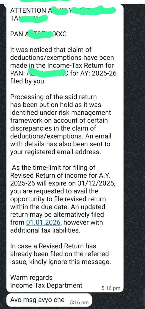 CA_HarshilSHETH's tweet photo. The person has filed ITR under NEW REGIME 
No deduction or exemption 

How can there is any chance of RISK IDENTIFIED by your system ?

@IncomeTaxIndia https://t.co/rcgEUPRf5j