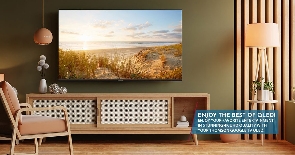 Experience vivid colours, sharp details, and immersive sound with the Thomson TV QLED, powered by Quantum Dot and Dolby technologies! 👀

👉 tv.mythomson.com

#ThomsonTV #QLED #ThomsonQLED