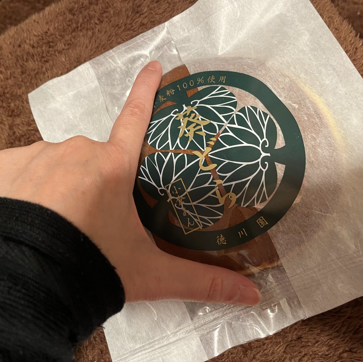 先日徳川園で買った葵のどら焼き。 …でかい。 私の顔くらいある。