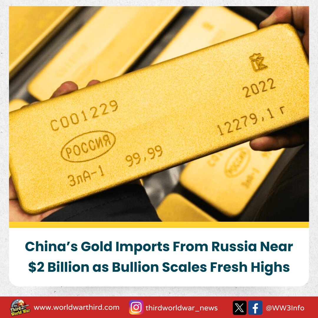 WW3Info's tweet image. #WW3: #Gold prices jumped nearly 2 percent in early trade on Monday to a record $4,440 per ounce, while #silver hit a new high of $69 in global markets. As prices surged, Russian media reported #China imported nearly $2 billion worth of gold from #Russia over the past 11 months.