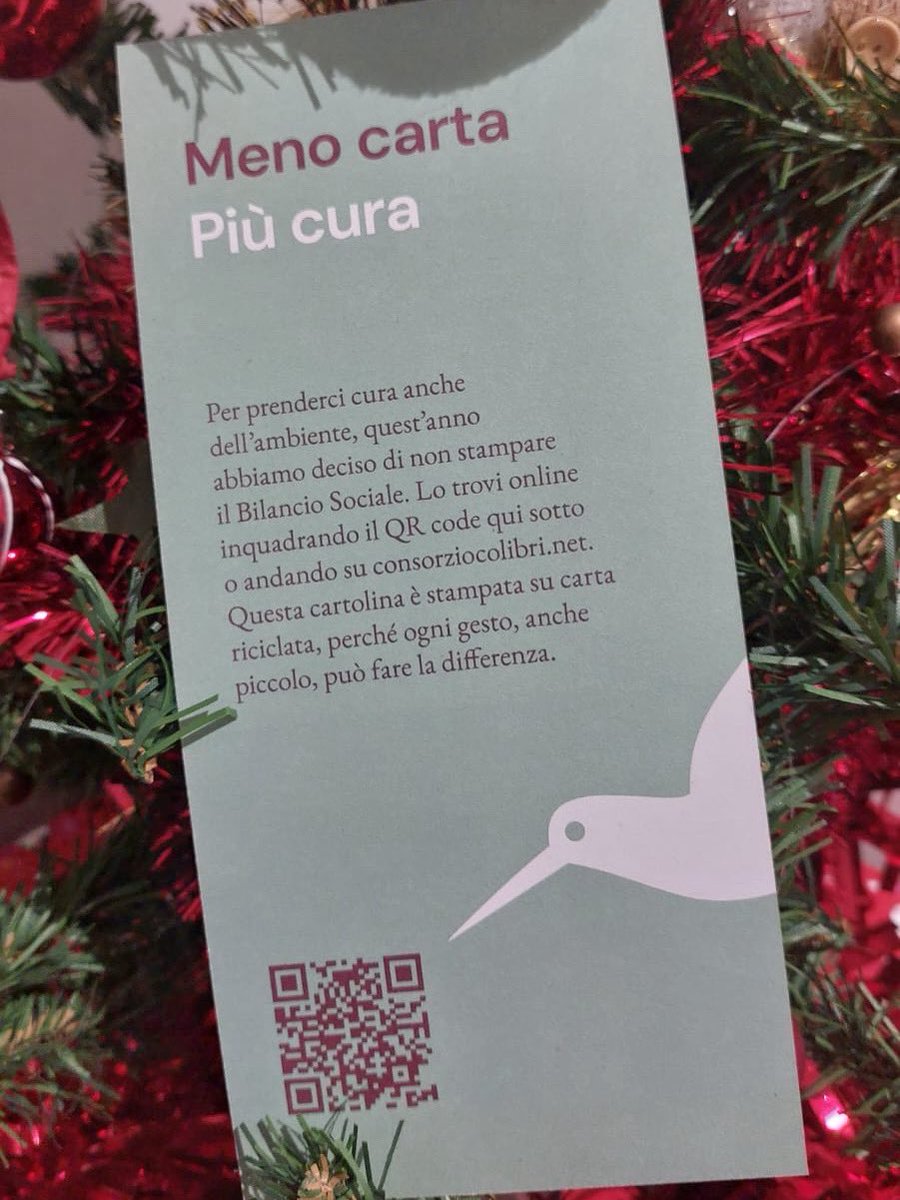 🌱 Il Consorzio Colibrì opera scelte sostenibili e compatibili con l'ambiente. 

📲 Da quest'anno infatti abbiamo deciso di non stampare il Bilancio Sociale di Gruppo, rendendolo facilmente disponibile nella sua versione digitale.

Disponibile su consorziocolibri.net