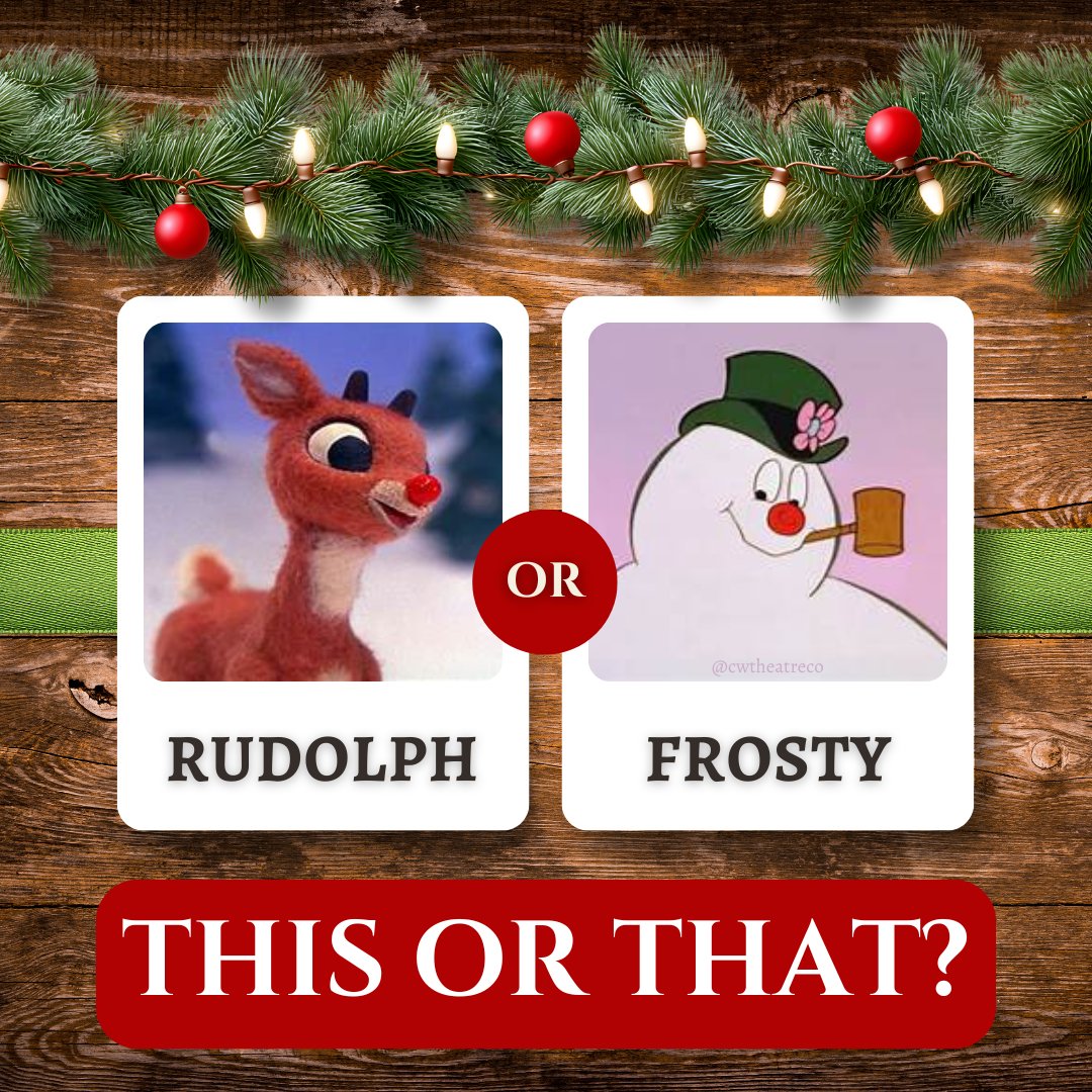 cwtheatrecoinfo's tweet image. One LIGHTS the way. 💡
One MELTS our hearts. 💧

🦌 Rudolph or ⛄Frosty? Which holiday hero are you choosing?

Cast your vote in the comments! ⬇