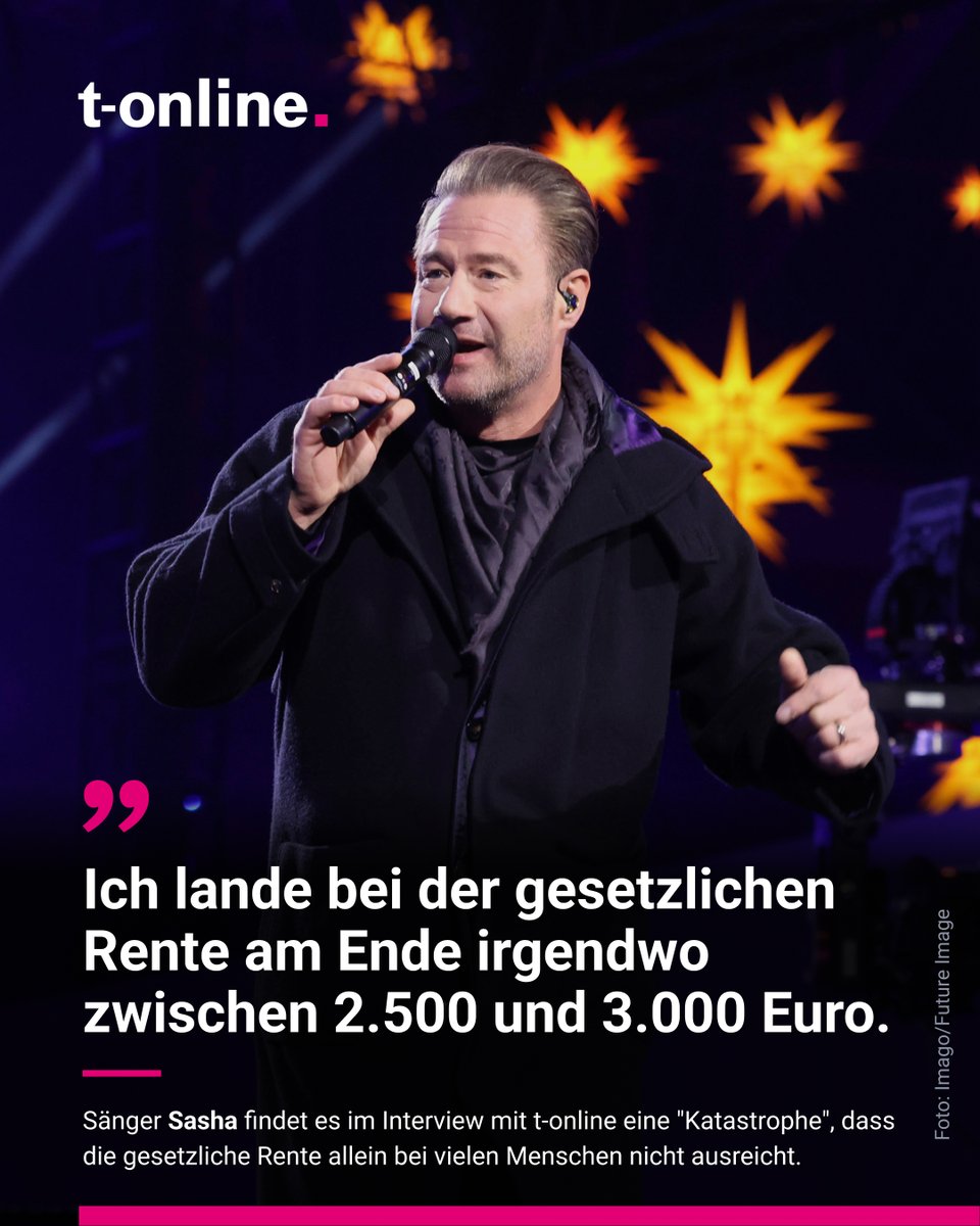 #Sasha ist einer der bekanntesten deutschen #Popsänger. Im Interview mit <a href="/Inselkloft/">Mauritius Kloft</a> und <a href="/ellenivits/">Ellen Ivits</a> erzählt er vom Älterwerden, spricht über seine #Rente – und beantwortet die Frage, wann er aufhören will: t-online.de/-/101047308/
